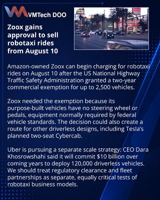 Zoox получила разрешение NHTSA на платные поездки роботакси