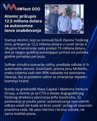 Atomic obezbedio 12,5 miliona dolara za autonomno planiranje zaliha