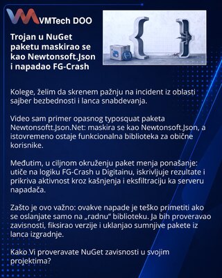 Trojan u NuGet paketu maskirao se kao Newtonsoft.Json i napadao FG-Crash