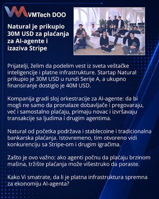 Natural je prikupio 30M USD za plaćanja za AI-agente i izaziva Stripe
