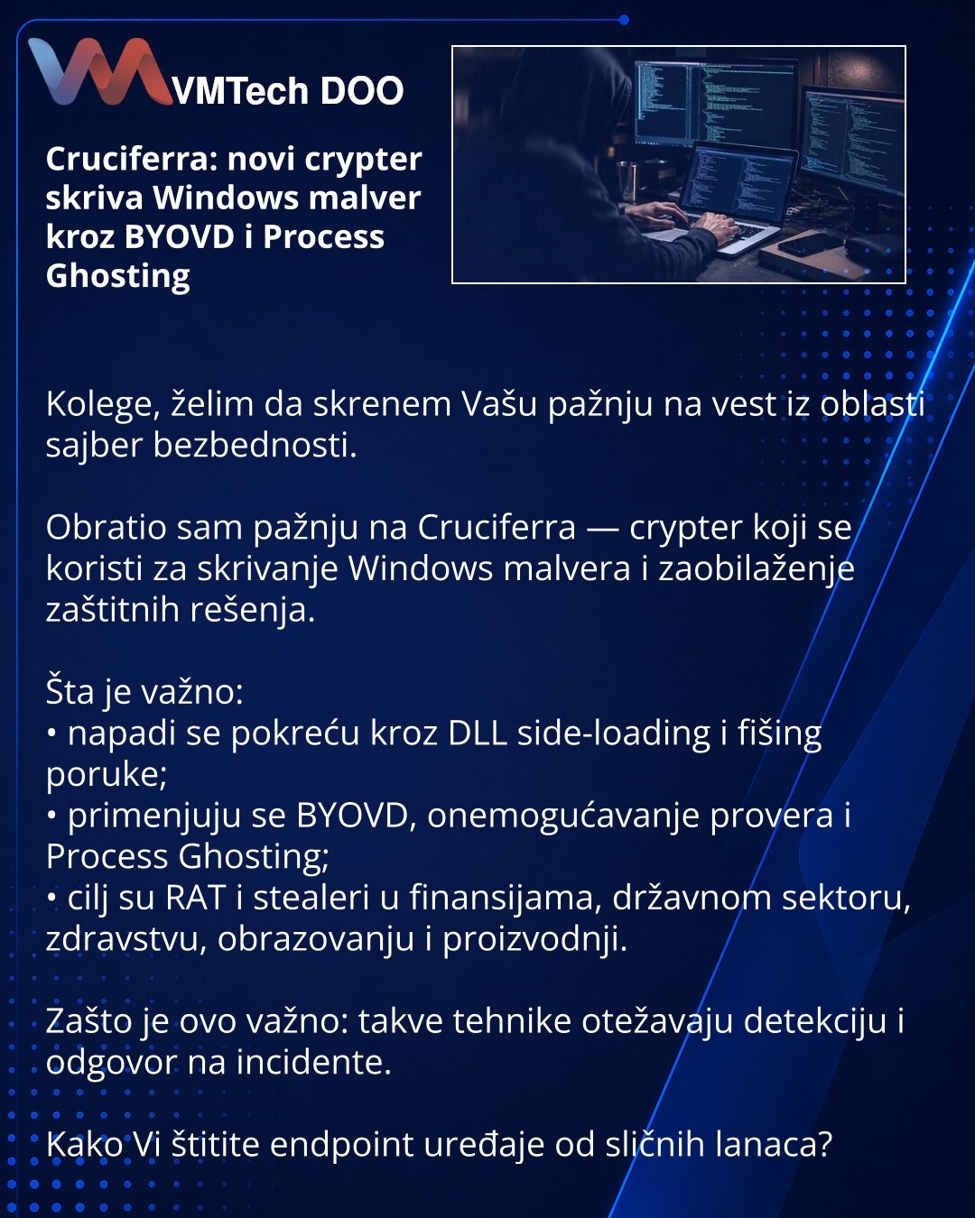Cruciferra: novi crypter skriva Windows malver kroz BYOVD i Process Ghosting