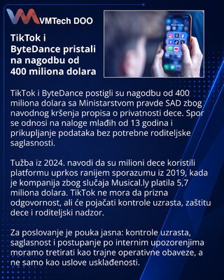 TikTok i ByteDance sklopili nagodbu od 400 miliona dolara