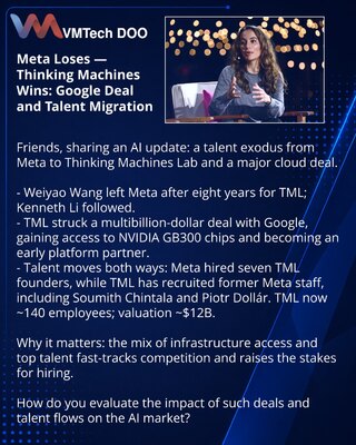 Meta gubi — Thinking Machines pobeđuje: dogovor sa Google i transfer talenata