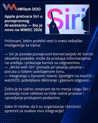 Apple pretvara Siri u punopravnog AI‑asistenta — šta je novo na WWDC 2026