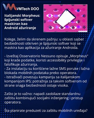 Italijanski Morpheus: špijunski softver maskiran kao Android ažuriranje
