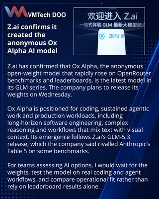 Z.ai Identified as Creator of Open-Weight Ox Alpha Model