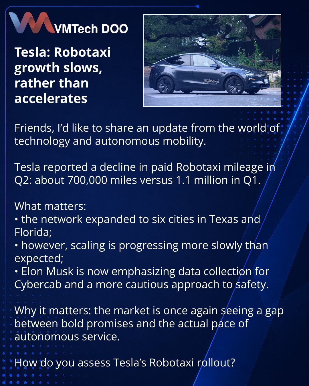 Tesla: роботакси замедляют рост, а не ускоряют его