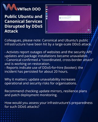 Javni servisi Ubuntu i Canonical onesposobljeni DDoS napadom