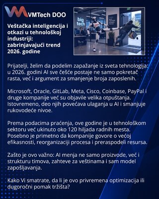 Veštačka inteligencija i otkazi u tehnološkoj industriji: zabrinjavajući trend 2026. godine