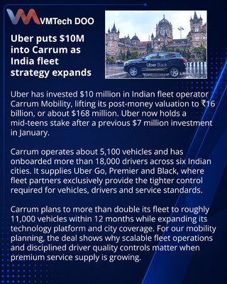 Uber uložio 10 miliona dolara u indijski Carrum Mobility