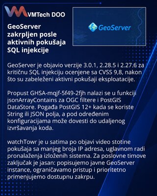 GeoServer закрыл SQL-инъекцию с риском удалённого выполнения кода