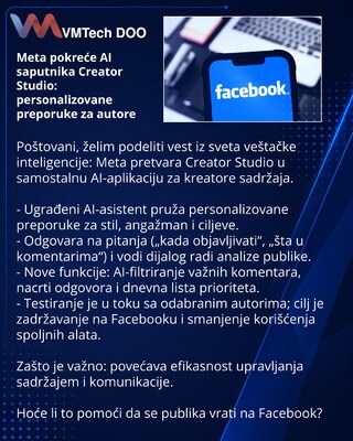 Meta запускает AI‑компаньона Creator Studio: персональные рекомендации для авторов