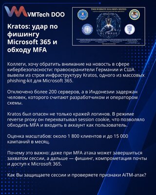 Kratos: удар по фишингу Microsoft 365 и обходу MFA