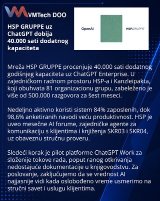 HSP GRUPPE gradi AI kapacitete za poresko savetovanje