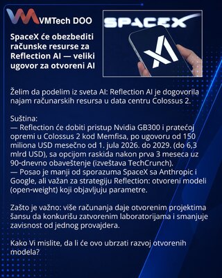 SpaceX će obezbediti računske resurse za Reflection AI — veliki ugovor za otvoreni AI