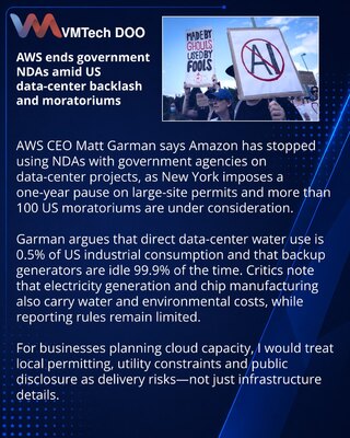 AWS прекратила использовать NDA с властями для проектов дата-центров