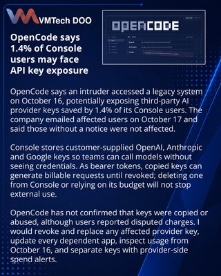 OpenCode Console incident puts saved AI provider keys at risk