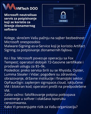 Microsoft нейтрализовала сервис подписи, применявшийся для распространения вредоносных программ