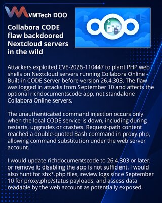 Уязвимость Collabora CODE позволила взламывать серверы Nextcloud