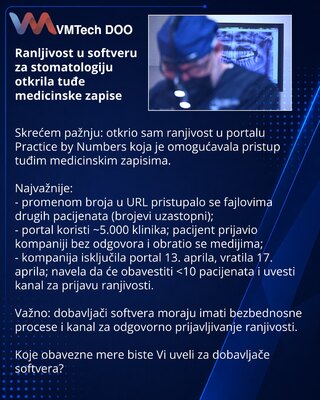 Ranljivost u softveru za stomatologiju otkrila tuđe medicinske zapise