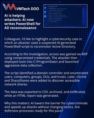 ИИ помогает атакующим: PowerShell для разведки AD уже пишет ИИ