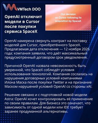OpenAI planira prekid ugovora za modele u Cursoru