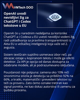 OpenAI to apply textGrain watermarks to EU ChatGPT output