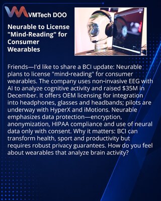 Neurable planira da licencira „čitanje misli“ za potrošačke nosive uređaje