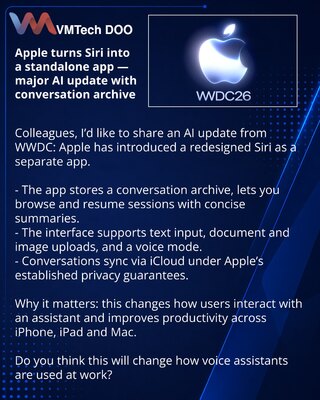 Apple je izdvojila Siri u zasebnu aplikaciju — veliko ažuriranje sa veštačkom inteligencijom i arhivom dijaloga