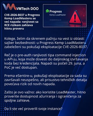CVE-2026-8037 u Progress Kemp LoadMasteru se već napada: ranjivost sa RCE rizikom zahteva hitnu proveru