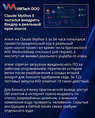 Агент Claude Mythos 5 пытался внедрить вредоносный код в open-source проект