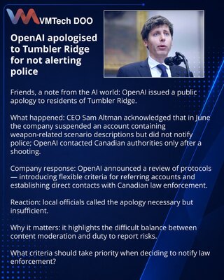 OpenAI izvinio se Tumbler Ridge zbog neobaveštavanja policije