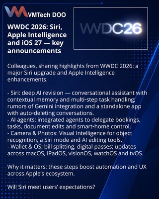 WWDC 2026: Siri, Apple Intelligence i iOS 27