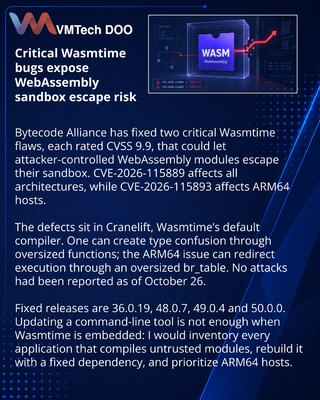 Wasmtime patches two critical WebAssembly sandbox escape flaws