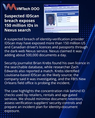 IDScan investigates suspected exposure of 150 million identity documents