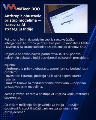 Anthropic obustavio pristup modelima — izazov za AI strategiju Indije
