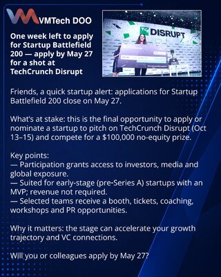 Nedelja do zatvaranja prijava za Startup Battlefield 200 — prijavite se do 27. maja i dobijte šansu za TechCrunch Disrupt