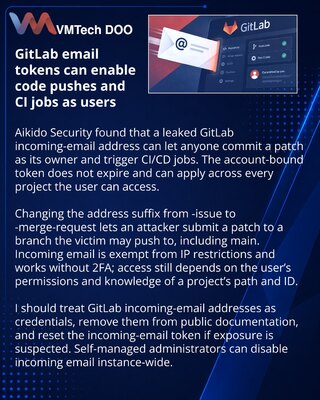 Leaked GitLab email tokens can enable code pushes and CI jobs