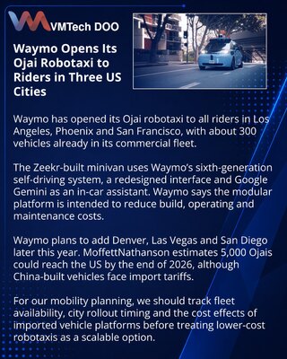 Waymo Makes Ojai Robotaxi Available to All Riders in Three Cities