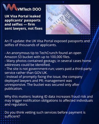 UK Visa Portal слил паспорта и селфи заявителей — компания ответила адвокатами, а не исправлением