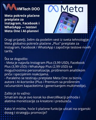 Meta запускает платные подписки для Instagram, Facebook и WhatsApp — тесты Meta One и AI-планы