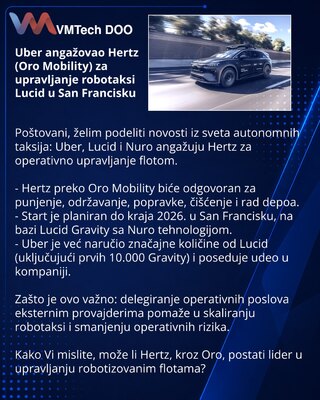 Uber привлек Hertz (Oro Mobility) для обслуживания роботакси Lucid в Сан‑Франциско