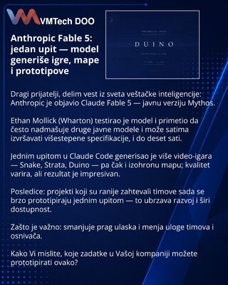 Anthropic Fable 5: jedan upit — model generiše igre, mape i prototipove