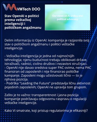 Stav OpenAI o politici prema veštačkoj inteligenciji i političkom angažmanu