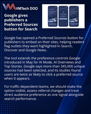 Google lets publishers add a Preferred Sources button