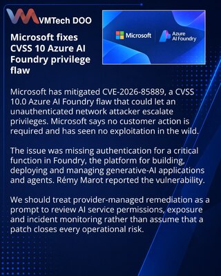 Microsoft otklonio CVSS 10 ranjivost u Azure AI Foundryju