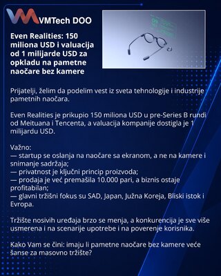 Even Realities: $150 млн и оценка в $1 млрд за ставку на смарт-очки без камеры