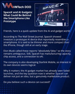 SpaceX и AI-гаджеты: что может скрываться за прототипом, похожим на смартфон