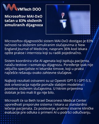 Microsoftov MAI-DxO ostvario 83% na složenim medicinskim slučajevima