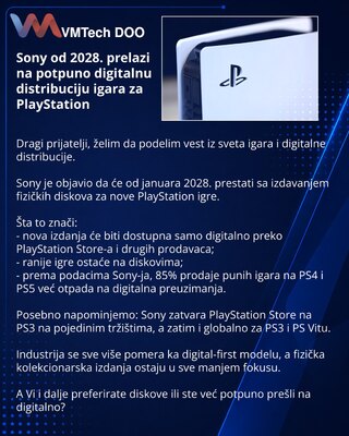 Sony уходит в полностью цифровую дистрибуцию PlayStation игр с 2028 года